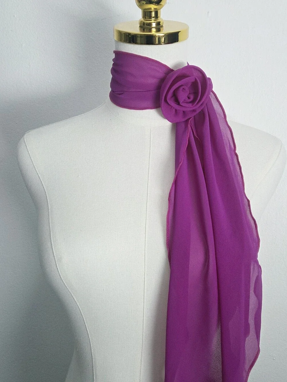 Purple wrap around scarf with flower